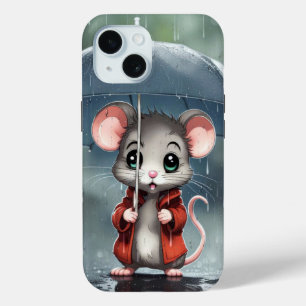 Coque Pour iPhone 15 Souris sous un parapluie