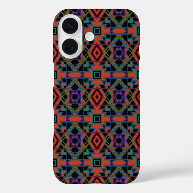 Coques Case-Mate iPhone Southwestern Symmetrical Tiled Pattern Line Art (Verso)