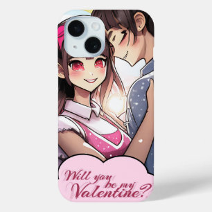 Coque Pour iPhone 15 Soyez ma Saint-Valentin dans le style Manga 58477