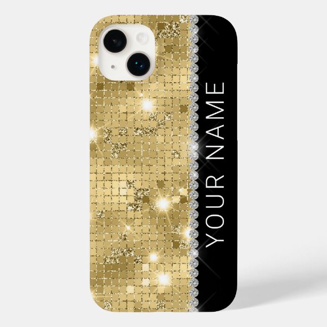 Coques Case-Mate iPhone Sparkle Gold Parties scintillant Nom personnalisé (Verso)