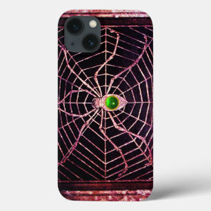 iPhone 13 Coque SPIDER ET WEB Green Emerald Gem, Noir