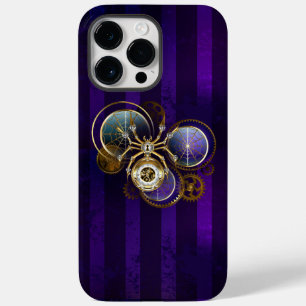 Coque Pour Pour iPhone 14 Pro Max Spider Steampunk sur Arrière - plan pourpre