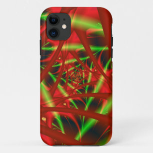 Coques Pour iPhone Spirale du réseau neuronal rouge et vert