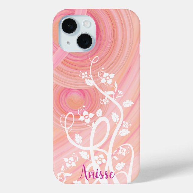 Coques Case-Mate iPhone Spirales de Pêche et rose, Filigree et Fleurs (Verso)