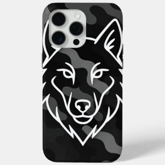 Coque iPhone 15 Pro Max Spirit Camouflage - White Wolf Line Art