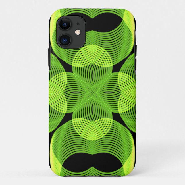Coques Case-Mate iPhone Spirographe Tourbillonnant vert Art géométrique (Dos)
