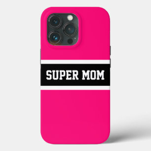 Case-Mate iPhone Case Sportif Vibrant rose noir rayures SUPER MOM Script