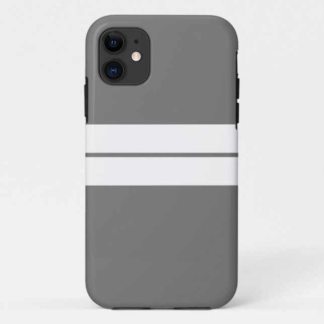 Coques Case-Mate iPhone Sporty Professional Grey Twin White Racing Stripes (Dos)