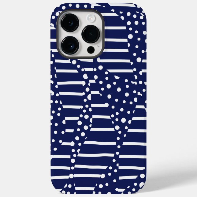Coques Case-Mate iPhone Spots et bandes 2 - Bleu et Blanc (Verso)