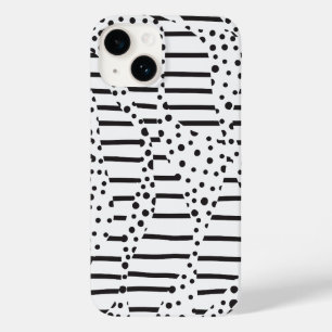 Coque Pour iPhone 14 Spots et bandes 2 en noir et blanc
