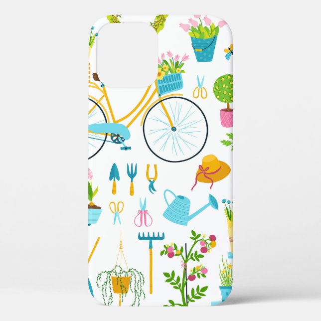 Coques Case-Mate iPhone Spring seamless pattern in simple hand-drawn carto (Verso)