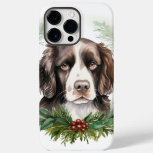 Coque Pour Pour iPhone 14 Pro Max Springer spaniel Noël Wreath Festive Pup