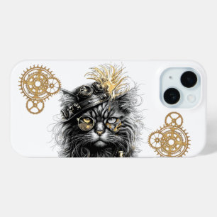 Coque Pour iPhone 15 Spunky Paws Le Chat Steampunk Funky 