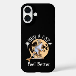 Coques iPhone 16 Squelette de chat câlin au clair de lune Confort H