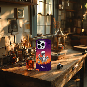 Coque Pour iPhone 14 Pro Squelette d'Halloween "Os de folie !" Signe de pai