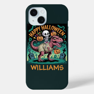Coque Pour iPhone 15 Squelette sur T-Rex momie – Cavalier Dino effrayan