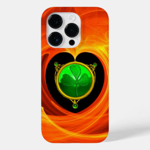 COQUE POUR iPhone 14 PRO ST PATRICK'S DAY CELTIC HEART, SHAMROCK EN ORANGE