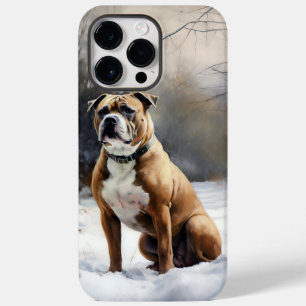 Coque Pour Pour iPhone 14 Pro Max Staffordshire Bull Terrier Qu'il neige Noël