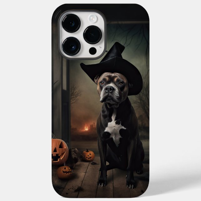 Coques Case-Mate iPhone Staffordshire Terrier Citrouilles Halloween effray (Verso)