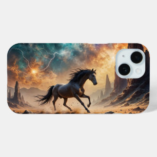 Coque Pour iPhone 15 Stallion du désert sauvage Nebula étoiles la foudr