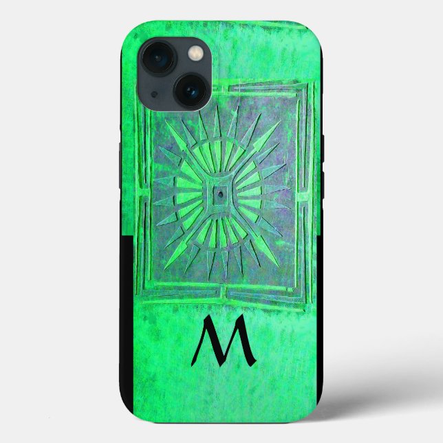 Coques Case-Mate iPhone STAR DU MATIN, Monogramme noir vert Turquoise (Verso)