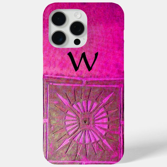 Coques Case-Mate iPhone STAR DU MATIN, Rose, Noir, Fuchsia Monogramme (Verso)