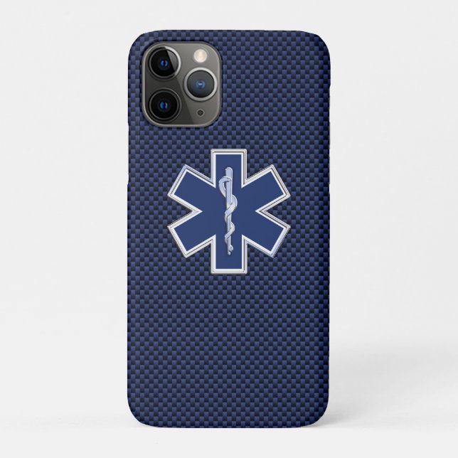 Coques Case-Mate iPhone Star of Life Paramedic Emergency Blue Carbon Style (Dos)