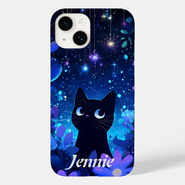 Coques Case-Mate iPhone Starry Night mignonne Anime Chat noir (Verso)