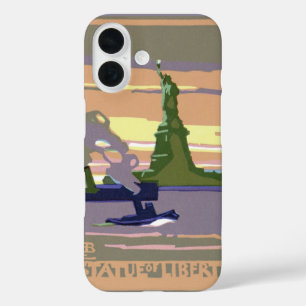 Coques iPhone 16 Statue de la Liberté à New York, Vintage voyage