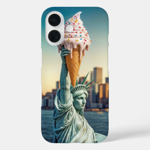 Coques iPhone 16 Statue de la Liberté avec cône de glace