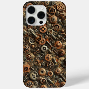 Coque iPhone 15 Pro Max Steampunk Camo, design industriel, camouflage