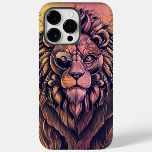 Coque Pour Pour iPhone 14 Pro Max Steampunk Couleur Gradient Lion Rustique
