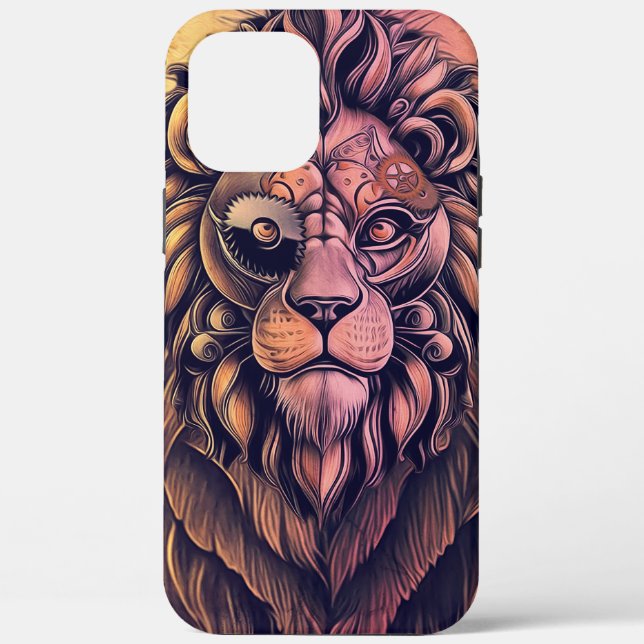 Coques Case-Mate iPhone Steampunk Couleur Gradient Lion Rustique (Verso)