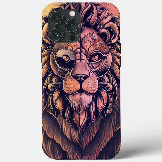 Coques Case-Mate iPhone Steampunk Couleur Gradient Lion Rustique (Verso)