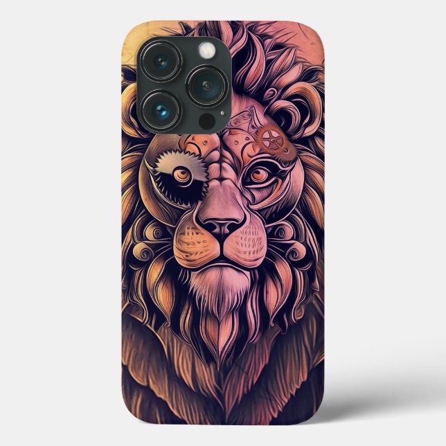Coques Case-Mate iPhone Steampunk Couleur Gradient Lion Rustique (Verso)