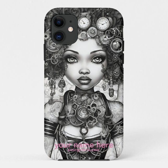 COQUES Case-Mate iPhone STEAMPUNK FAIRY BEAUTY BLACK WHITE DIGITAL ART (Dos)