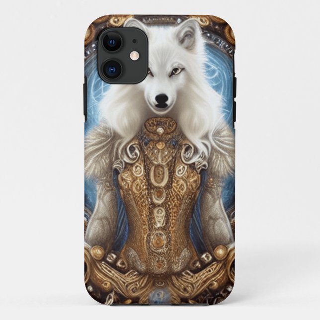 Coques Case-Mate iPhone Steampunk Whimsical charmant loup blanc (Dos)