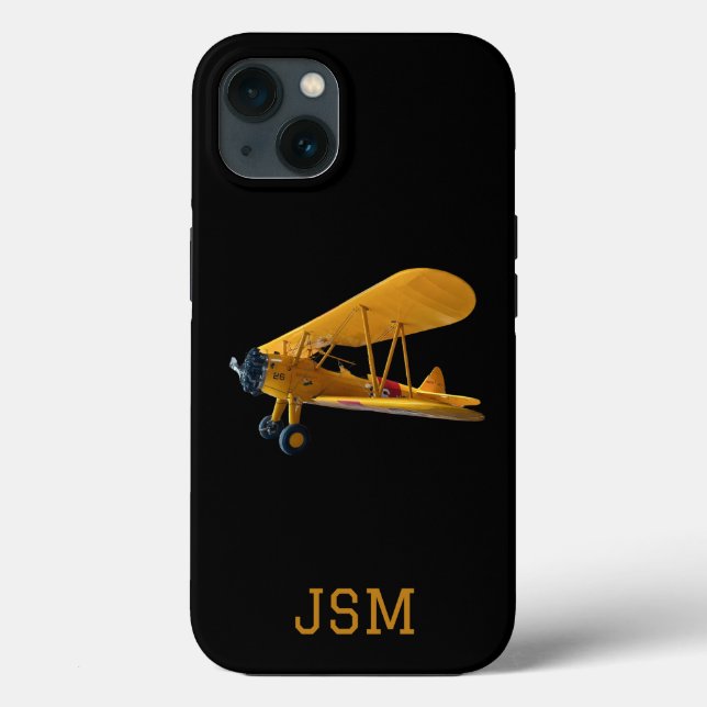 Coques Case-Mate iPhone Stearman Biplane Photo, Aviation, Monogramme (Verso)