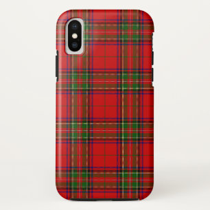 Coque iPhone X Stewart / Stuart tartan rouge vert plaid
