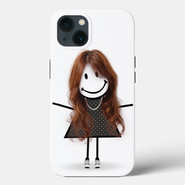 Coques Case-Mate iPhone Stick Figure Girl en Basket avec cheveux (Verso)