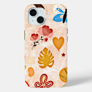 Coque Pour iPhone 15 Stickers esthétiques Boho Collage Téléphone Case