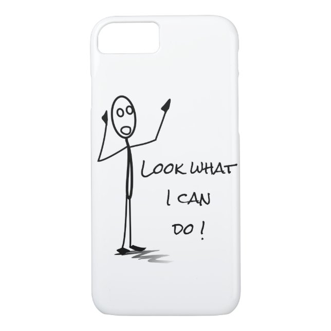 Coques Case-Mate iPhone Stickman drôle au téléphone Noir blanc (Dos)