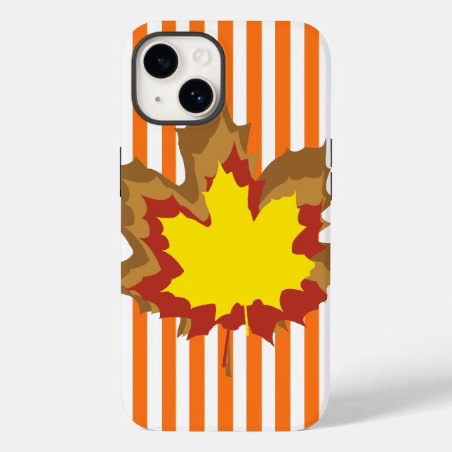 Coques Case-Mate iPhone Stripes automnales citrouilles avec Feuilles (Verso)