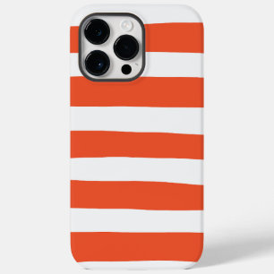 Coque Pour Pour iPhone 14 Pro Max Stripes inégales - Orange et blanc