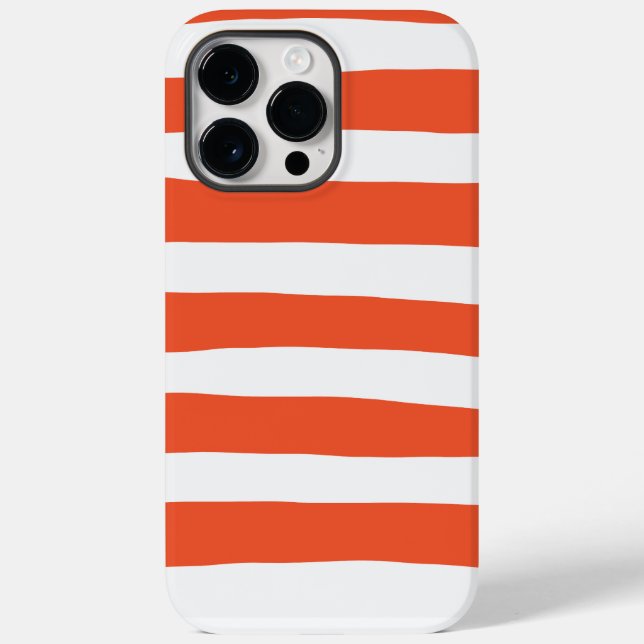 Coques Case-Mate iPhone Stripes inégales - Orange et blanc (Verso)