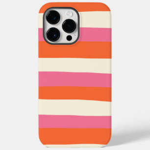 Coque Pour Pour iPhone 14 Pro Max Stripes inégales - rose, orange et crème