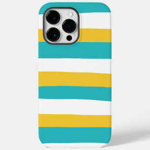 Coque Pour Pour iPhone 14 Pro Max Stripes inégales - Turquoise et Jaune