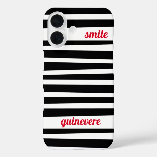 Coques Case-Mate iPhone Stripes noires personnalisées sourire (Verso)