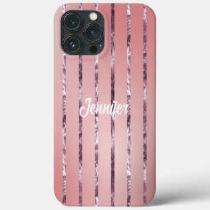 Case-Mate iPhone Case Stripes rose et pourpre Nom personnalisé