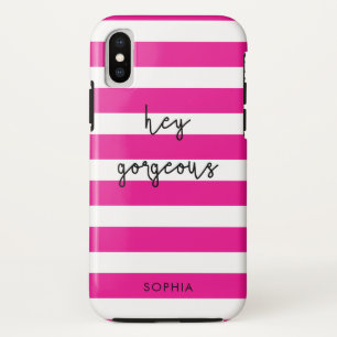 Case-Mate iPhone Case Stripes roses personnalisées Hey magnifique